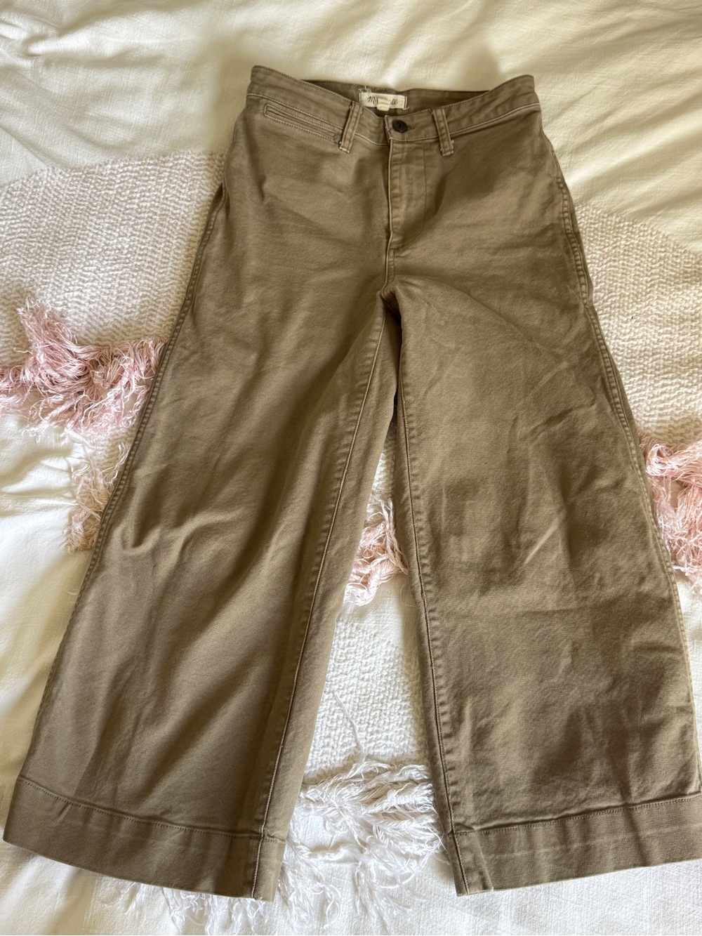 Madewell Emmett Wide Leg Crop Pants in Khaki / Olive Brown Size 26